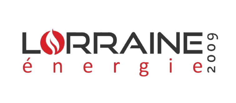 Logo Lorraine Énergie 2009 avec flamme stylisée rouge et texte noir